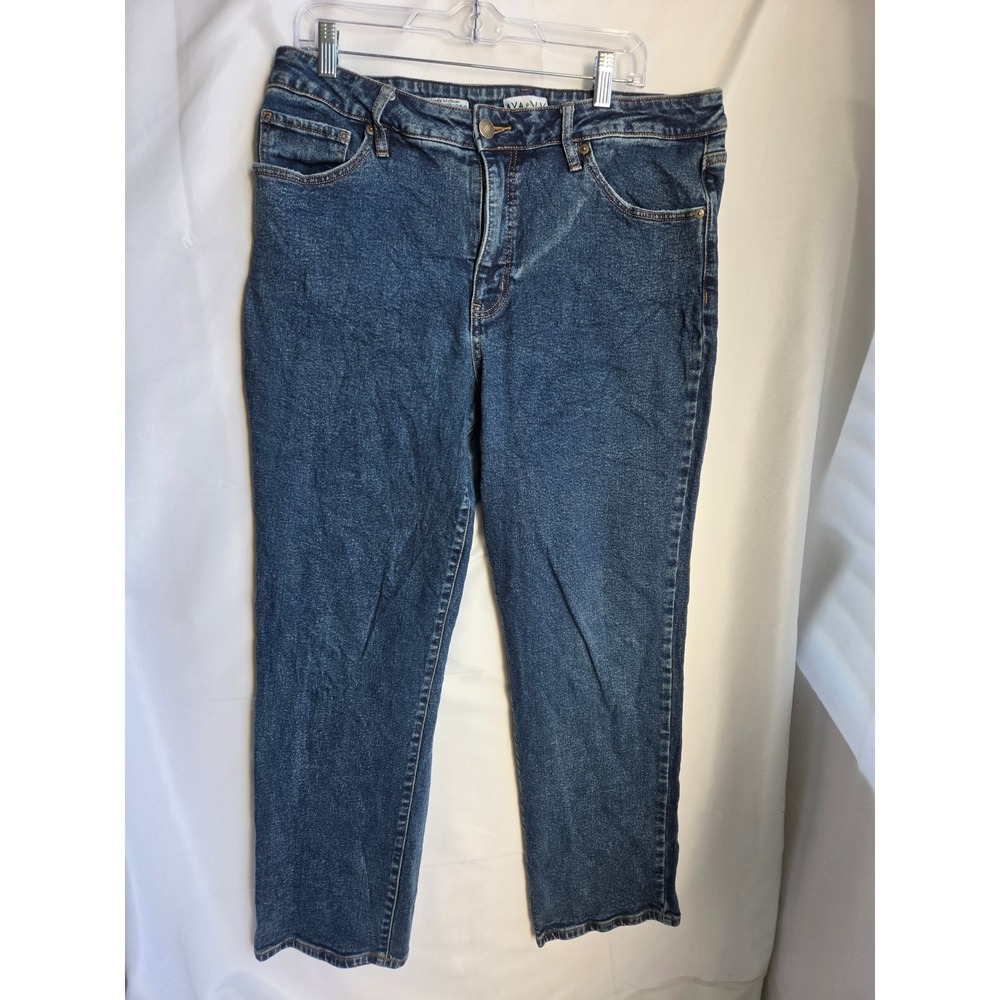 Ava & Viv High Rise Straight Jeans Womens Blue Medium Straight High Leg